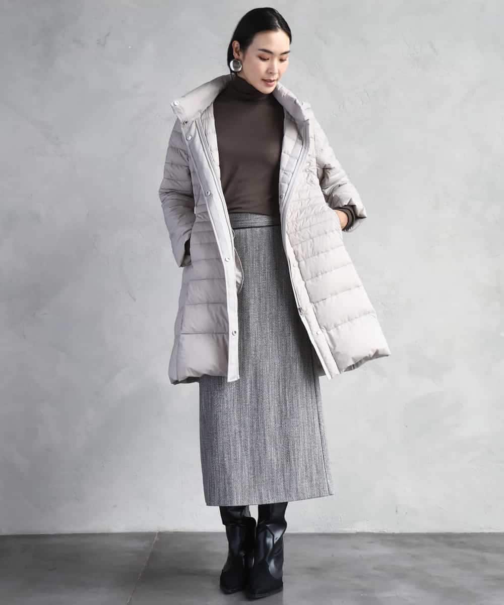 FMHAD22230 MICHEL KLEIN(ミッシェルクラン) ミックスヘリンボーンスカート グレー