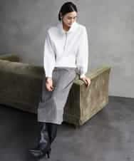 FMHAD22230 MICHEL KLEIN(ミッシェルクラン) ミックスヘリンボーンスカート グレー