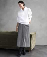 FMHAD22230 MICHEL KLEIN(ミッシェルクラン) ミックスヘリンボーンスカート グレー