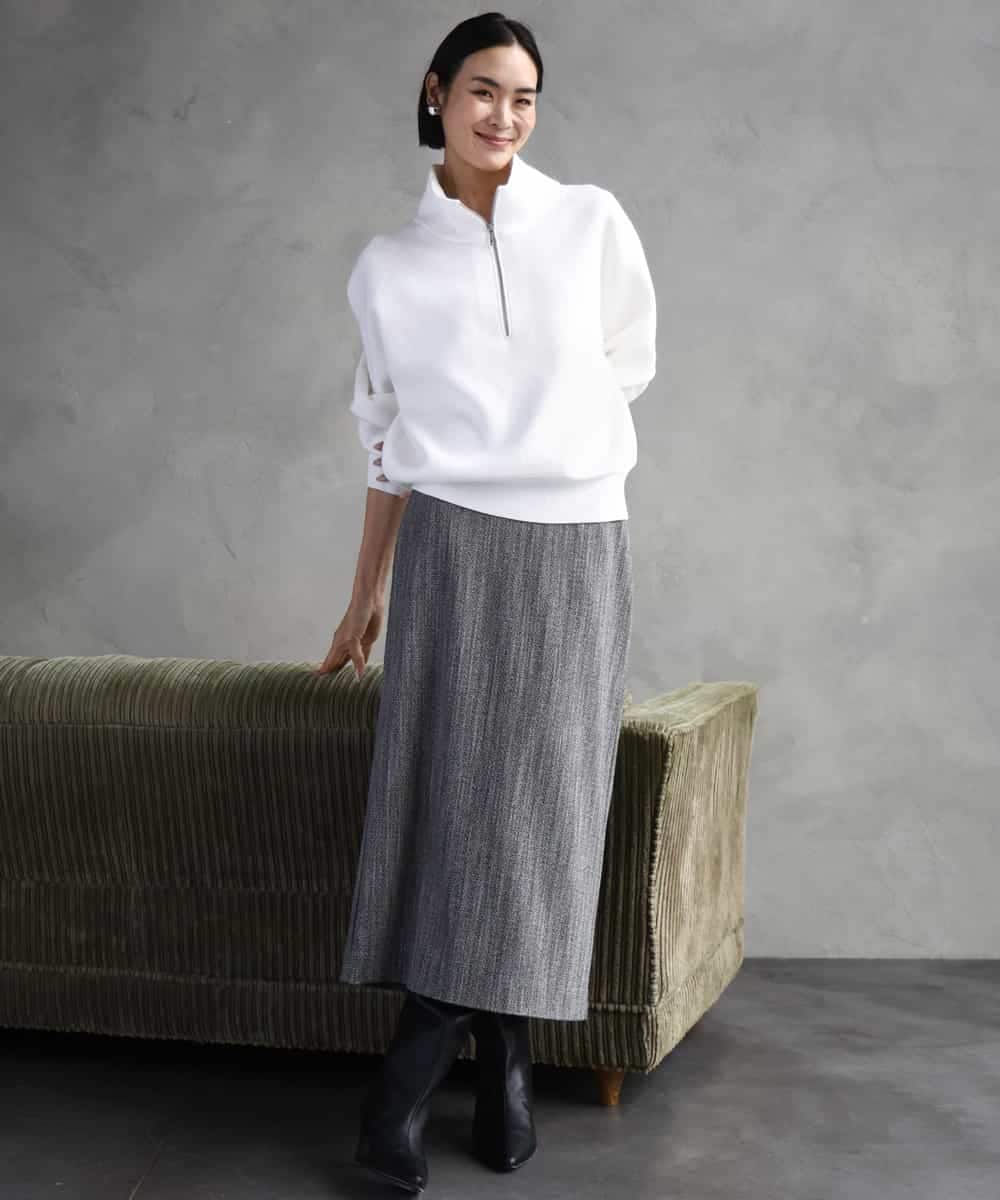 FMHAD22230 MICHEL KLEIN(ミッシェルクラン) ミックスヘリンボーンスカート グレー