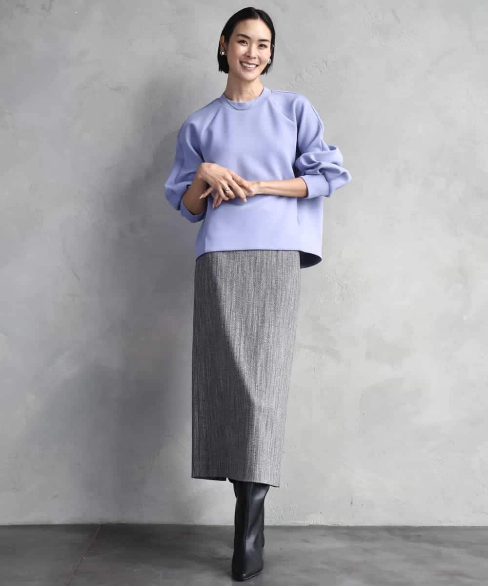 FMHAD22230 MICHEL KLEIN(ミッシェルクラン) ミックスヘリンボーンスカート グレー