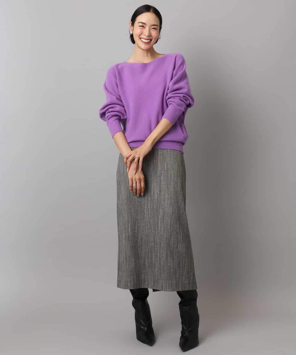 FMHAD22230 MICHEL KLEIN(ミッシェルクラン) ミックスヘリンボーンスカート グレー