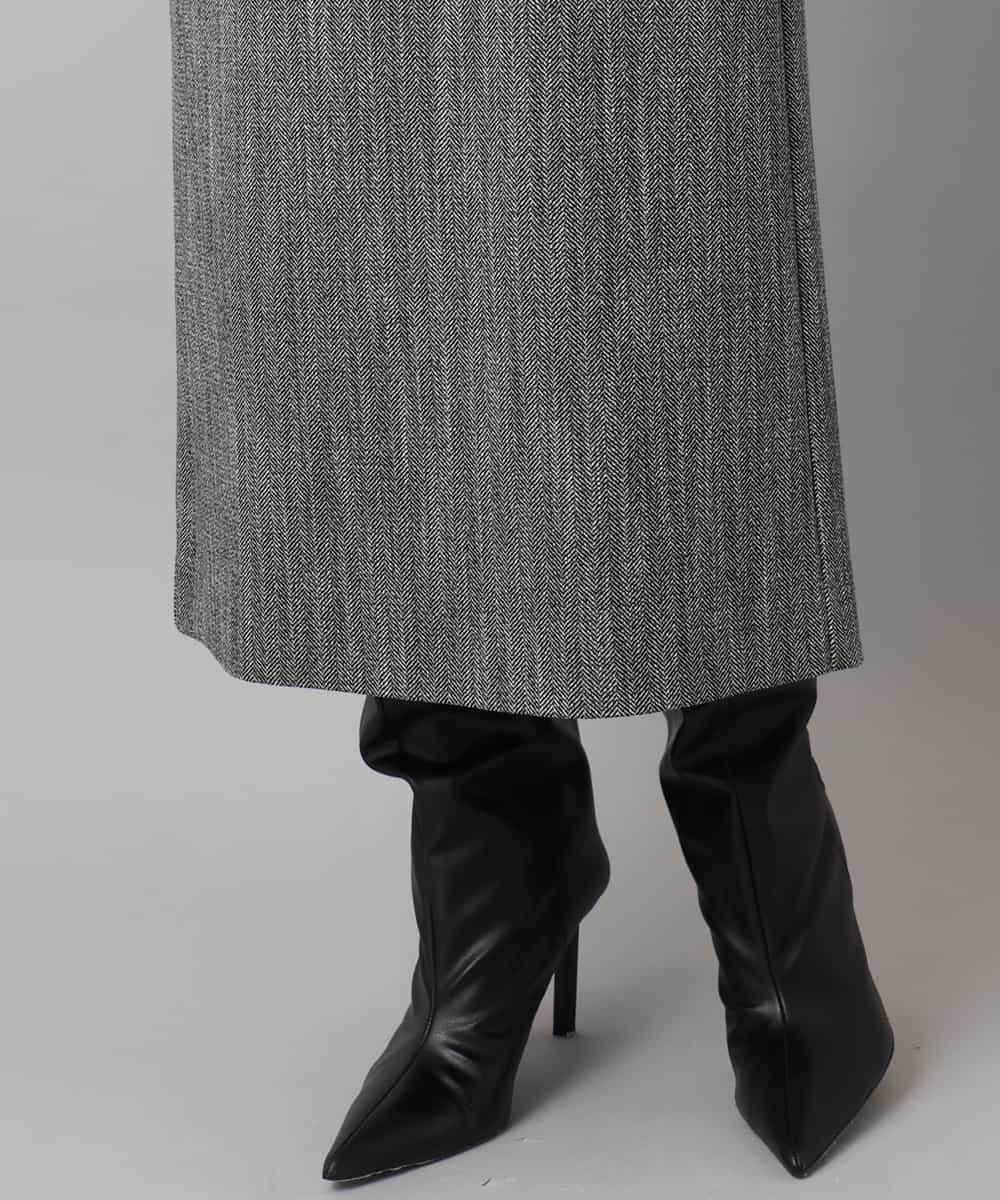 FMHAD22230 MICHEL KLEIN(ミッシェルクラン) ミックスヘリンボーンスカート グレー