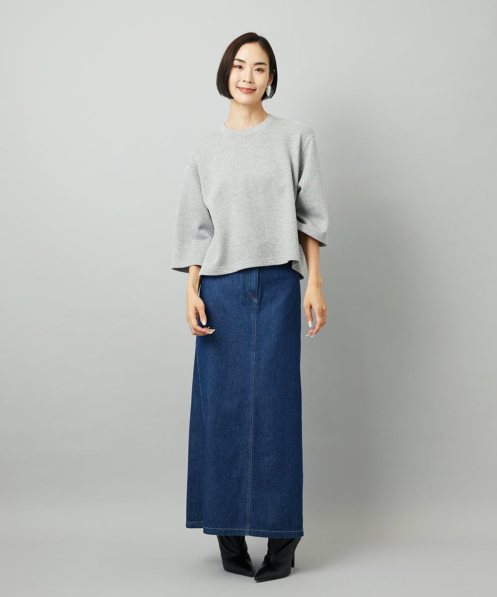 FMHAD31200 MICHEL KLEIN(ミッシェルクラン) [セットアップ対応]デニムAラインスカート ネイビー