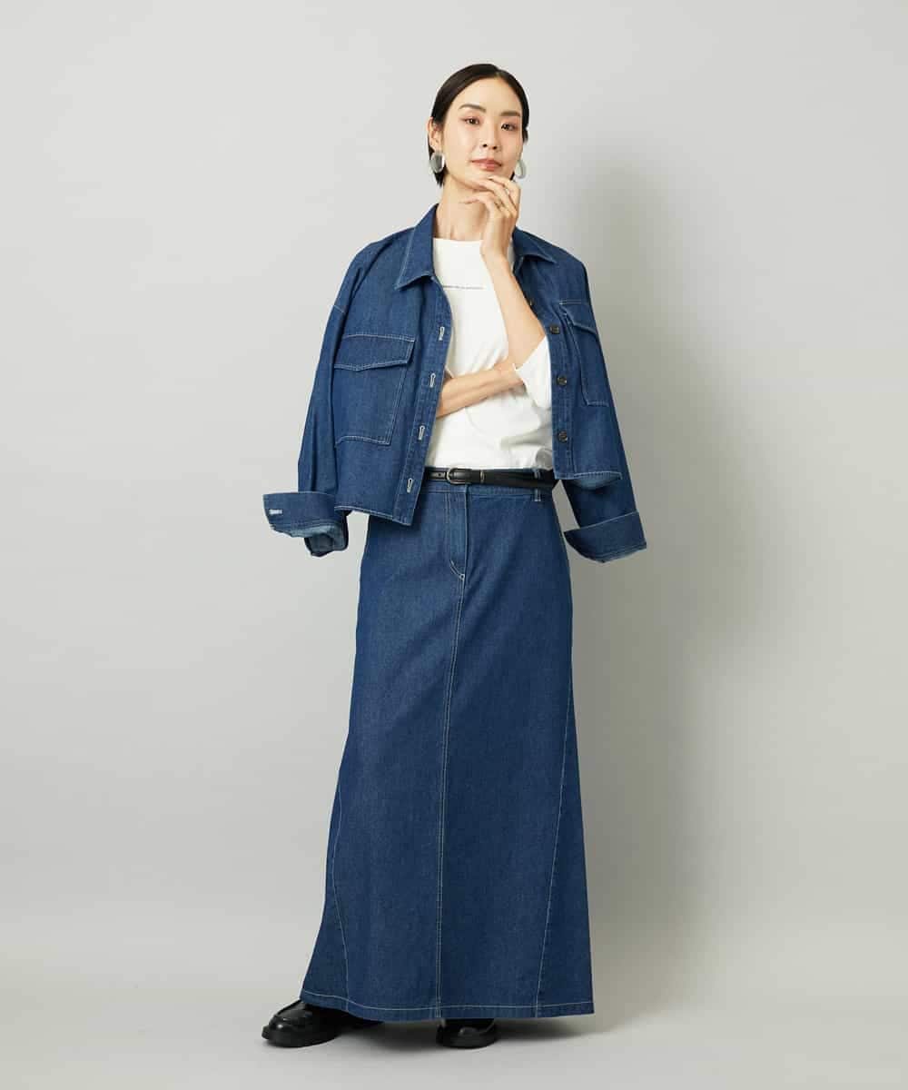 FMHAD31200 MICHEL KLEIN(ミッシェルクラン) [セットアップ対応]デニムAラインスカート ネイビー