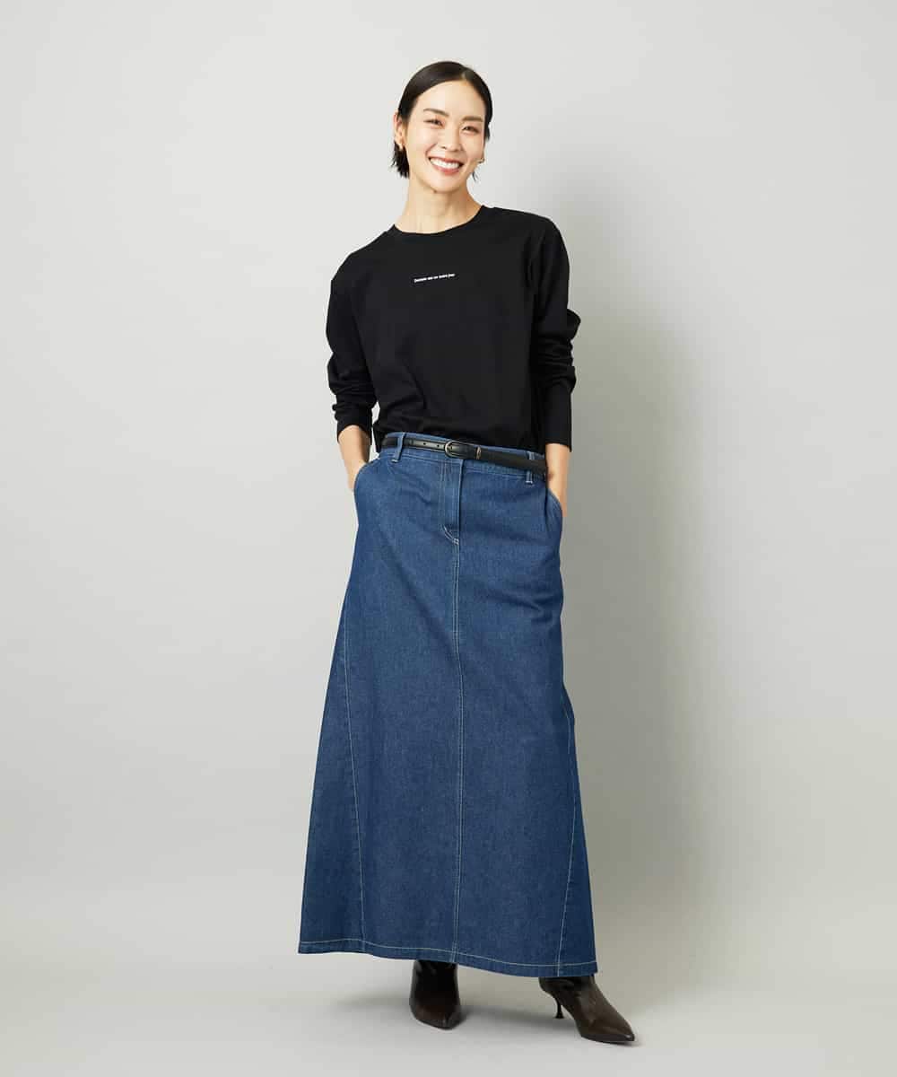 FMHAD31200 MICHEL KLEIN(ミッシェルクラン) [セットアップ対応]デニムAラインスカート ネイビー