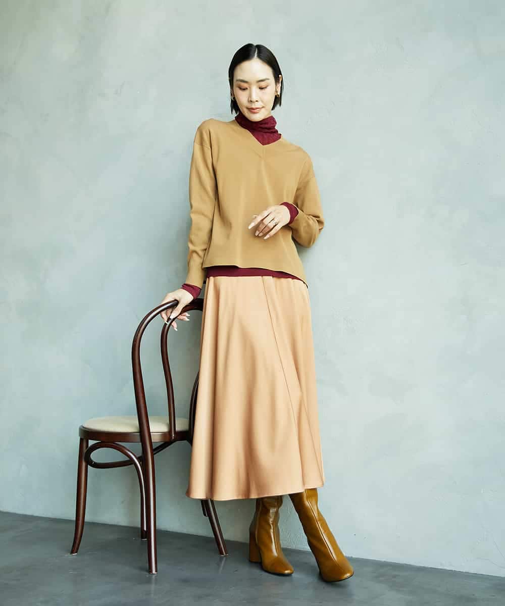 FMHAD43240 MICHEL KLEIN(ミッシェルクラン) サテンマーメードスカート オレンジ