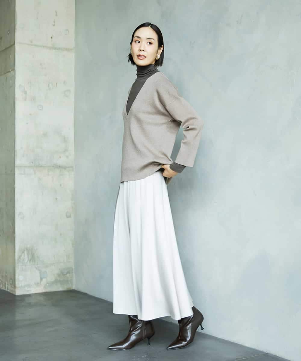 FMHAD43240 MICHEL KLEIN(ミッシェルクラン) サテンマーメードスカート オレンジ