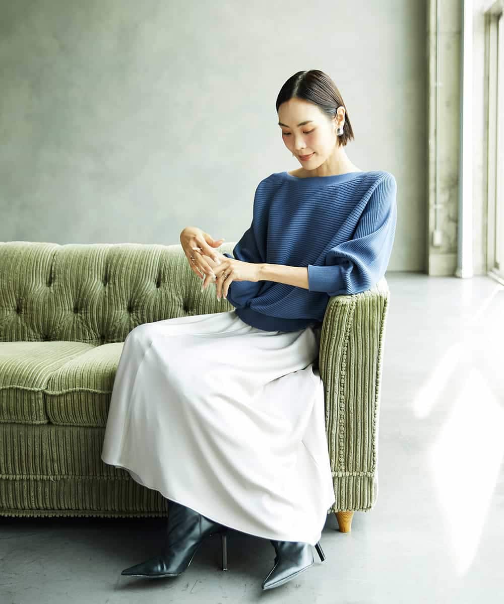 FMHAD43240 MICHEL KLEIN(ミッシェルクラン) サテンマーメードスカート オレンジ