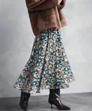 FMHAD50330 MICHEL KLEIN(ミッシェルクラン) ヴィンテージフラワースカート グリーン