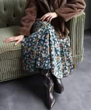 FMHAD50330 MICHEL KLEIN(ミッシェルクラン) ヴィンテージフラワースカート グリーン