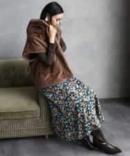 FMHAD50330 MICHEL KLEIN(ミッシェルクラン) ヴィンテージフラワースカート グリーン