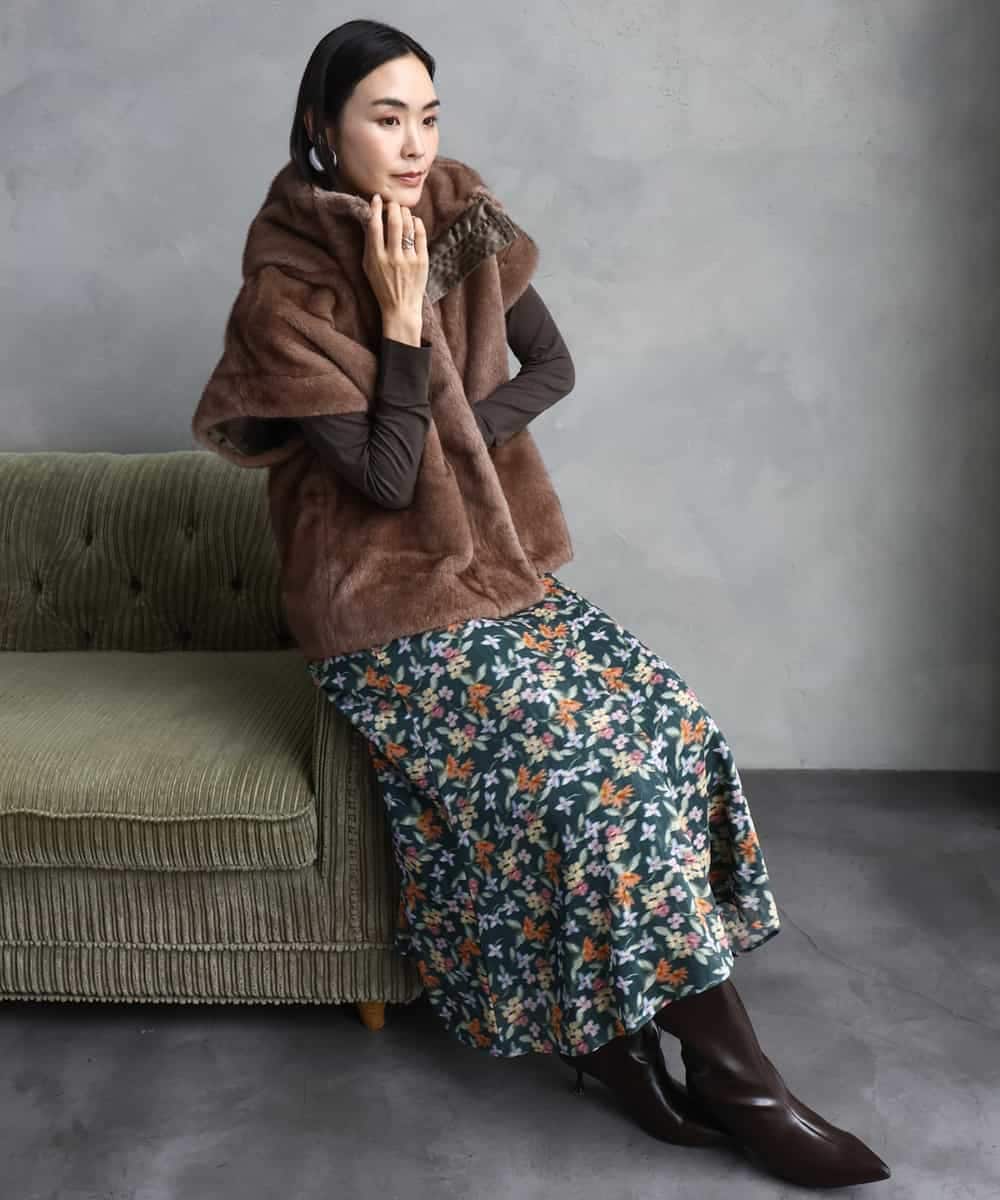 FMHAD50330 MICHEL KLEIN(ミッシェルクラン) ヴィンテージフラワースカート グリーン