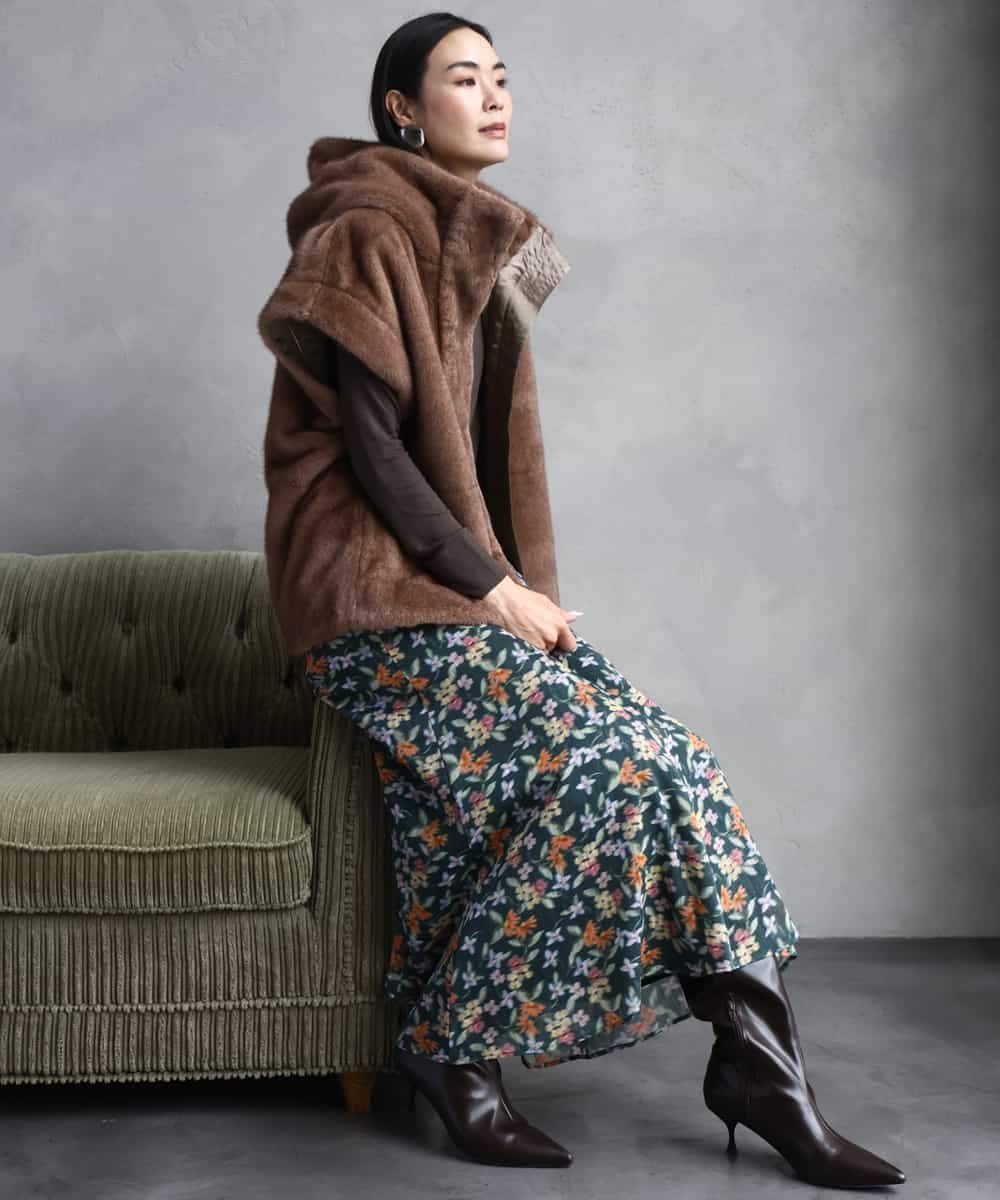 FMHAD50330 MICHEL KLEIN(ミッシェルクラン) ヴィンテージフラワースカート グリーン