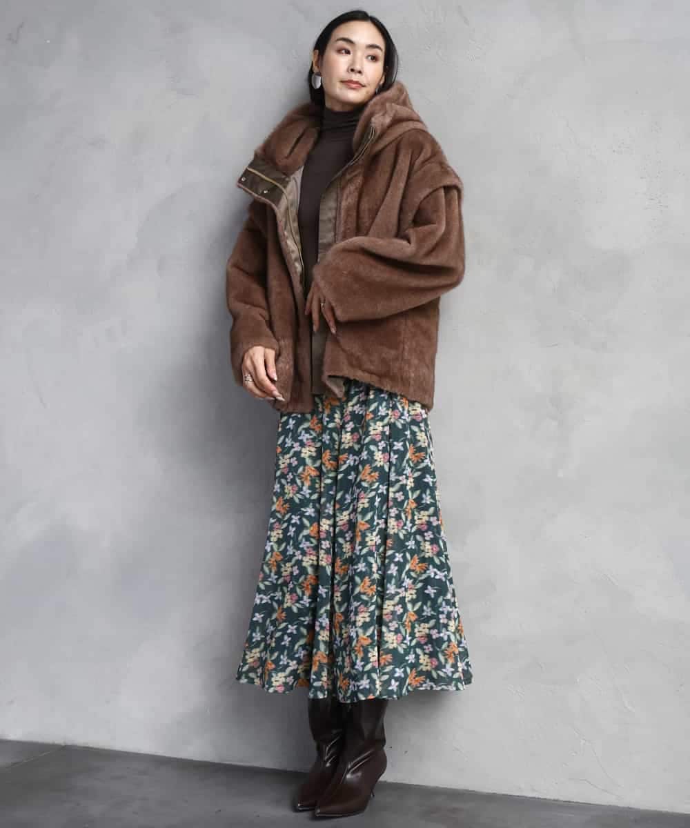 FMHAD50330 MICHEL KLEIN(ミッシェルクラン) ヴィンテージフラワースカート グリーン