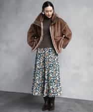 FMHAD50330 MICHEL KLEIN(ミッシェルクラン) ヴィンテージフラワースカート グリーン