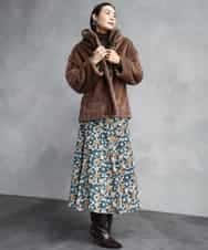 FMHAD50330 MICHEL KLEIN(ミッシェルクラン) ヴィンテージフラワースカート グリーン