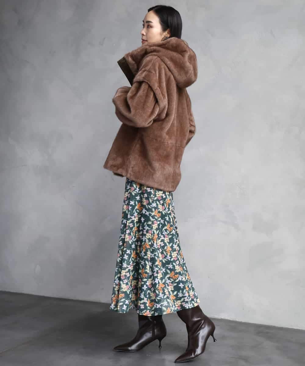 FMHAD50330 MICHEL KLEIN(ミッシェルクラン) ヴィンテージフラワースカート グリーン