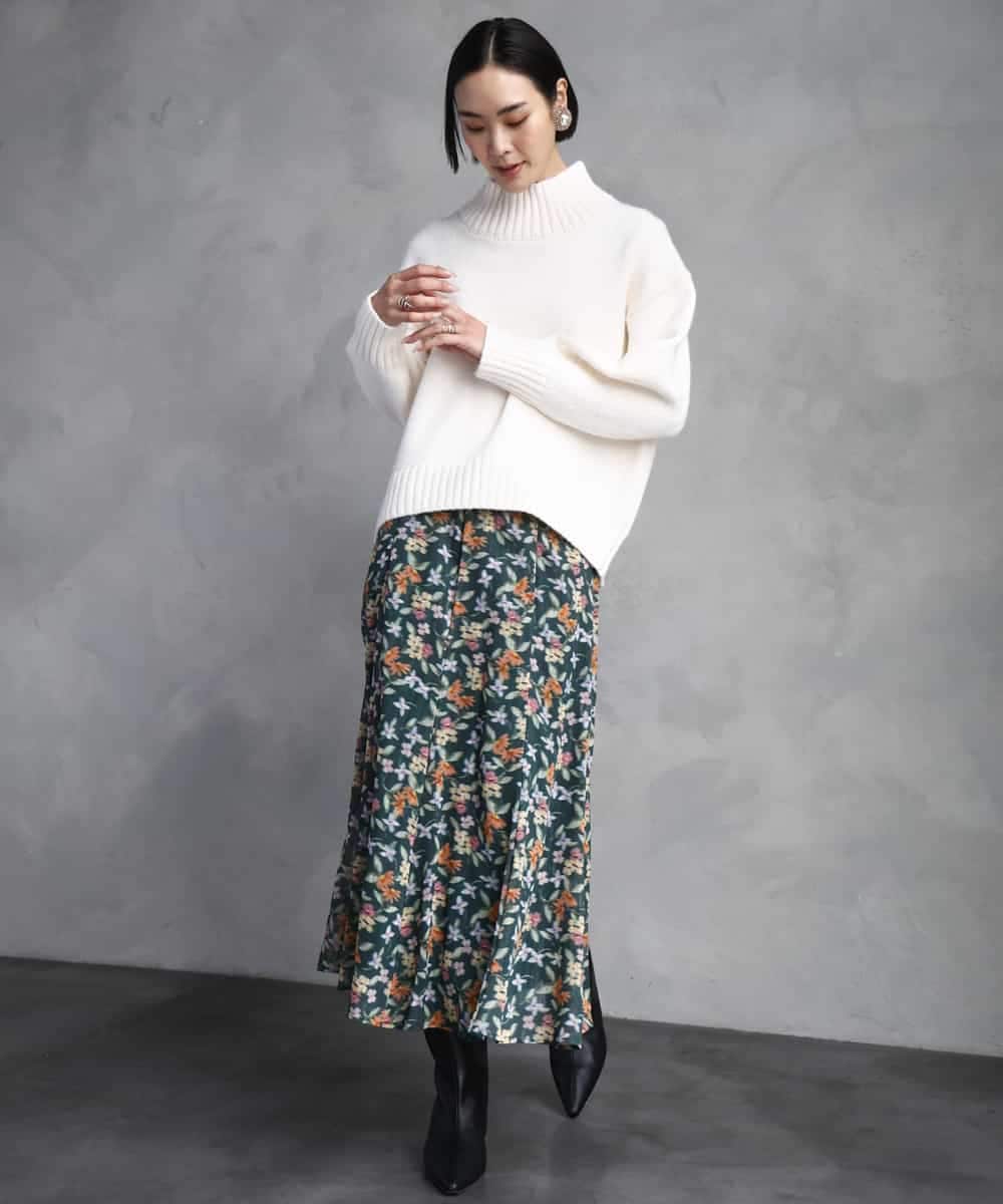 FMHAD50330 MICHEL KLEIN(ミッシェルクラン) ヴィンテージフラワースカート グリーン