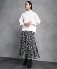 FMHAD50330 MICHEL KLEIN(ミッシェルクラン) ヴィンテージフラワースカート グリーン