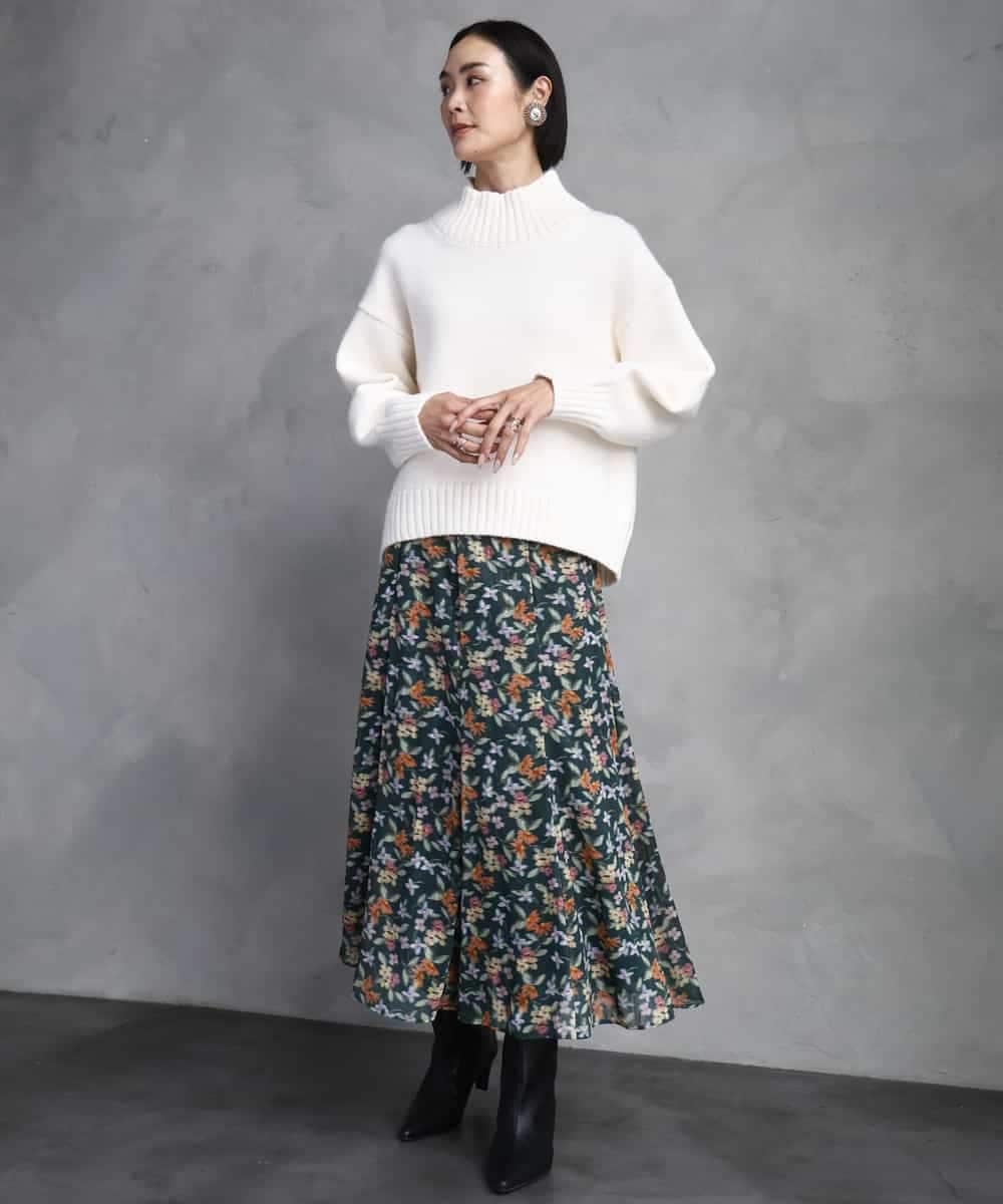 FMHAD50330 MICHEL KLEIN(ミッシェルクラン) ヴィンテージフラワースカート グリーン