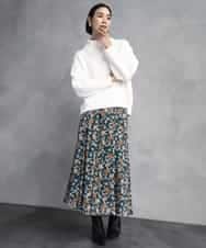 FMHAD50330 MICHEL KLEIN(ミッシェルクラン) ヴィンテージフラワースカート グリーン