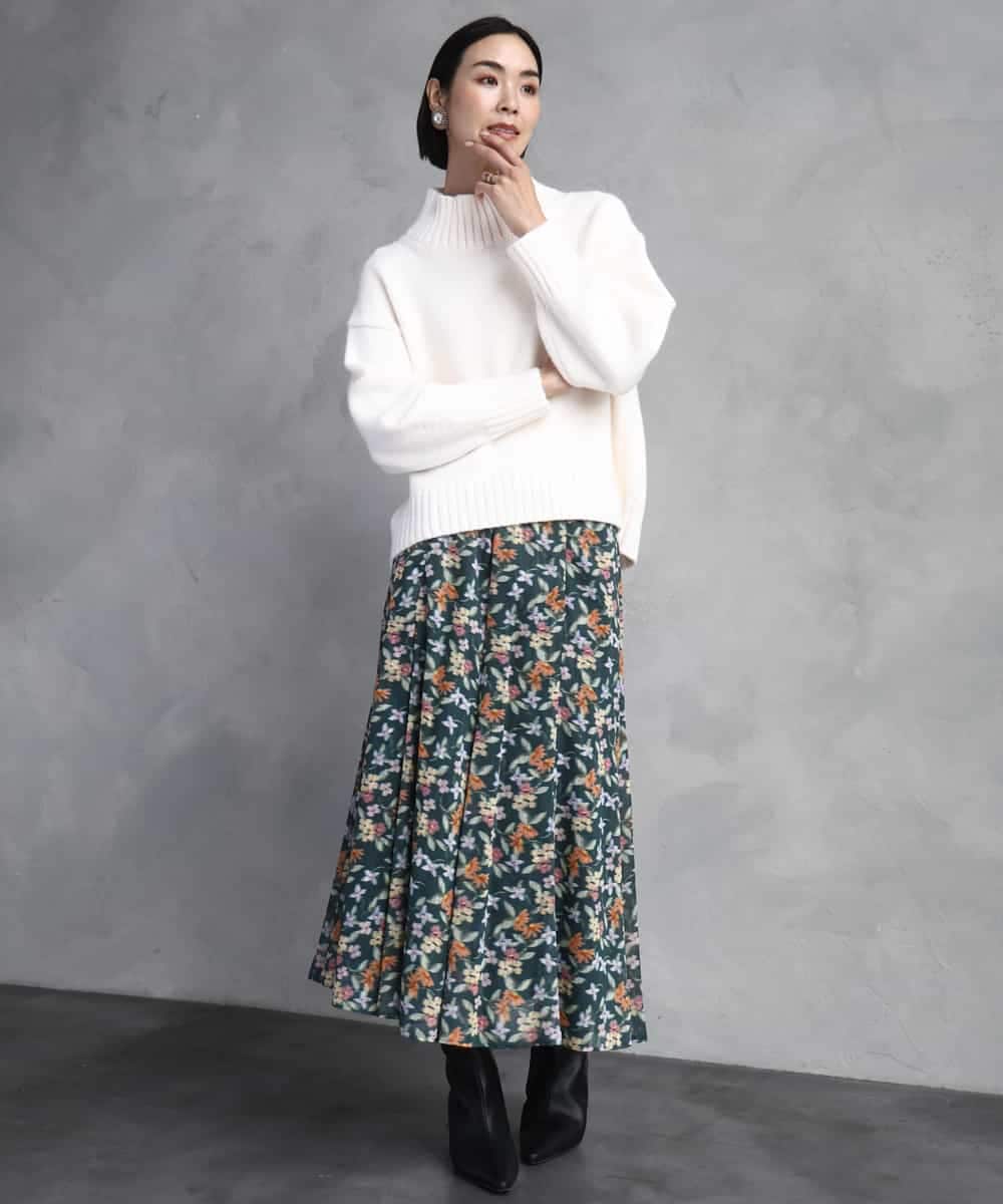 FMHAD50330 MICHEL KLEIN(ミッシェルクラン) ヴィンテージフラワースカート グリーン