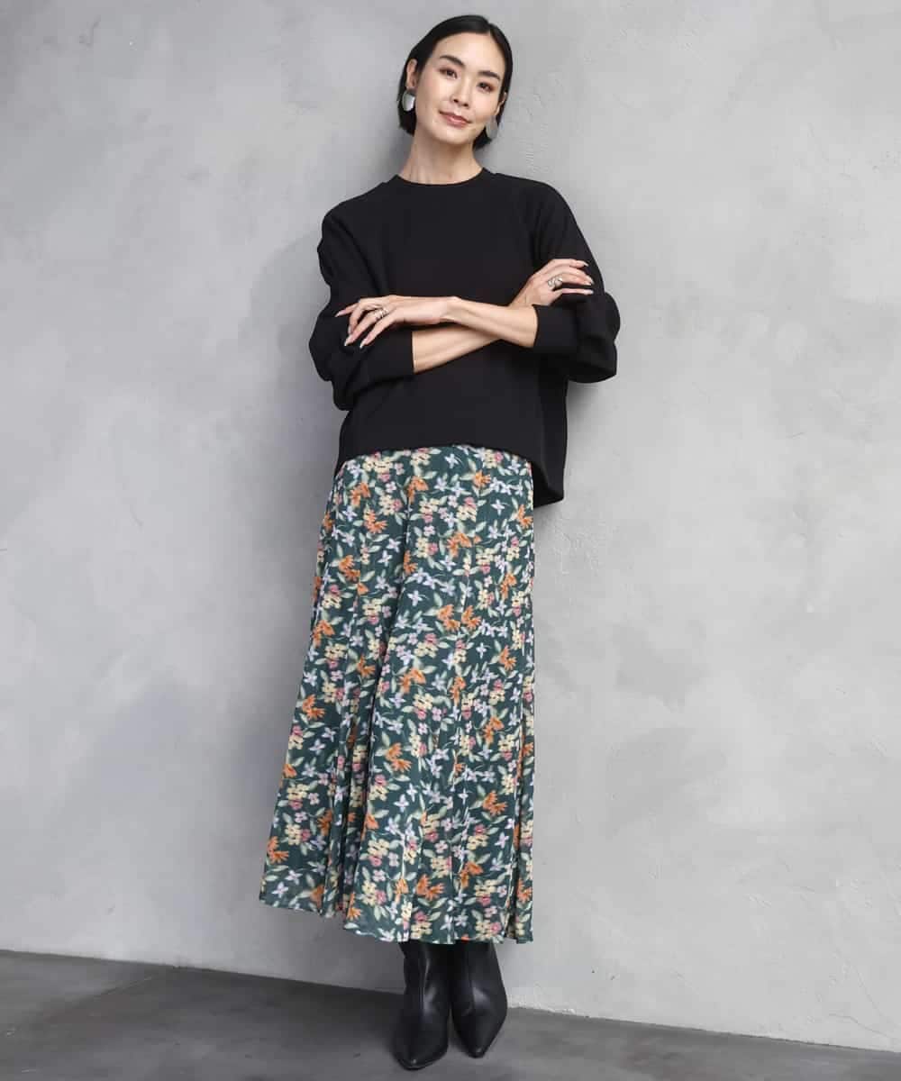 FMHAD50330 MICHEL KLEIN(ミッシェルクラン) ヴィンテージフラワースカート グリーン