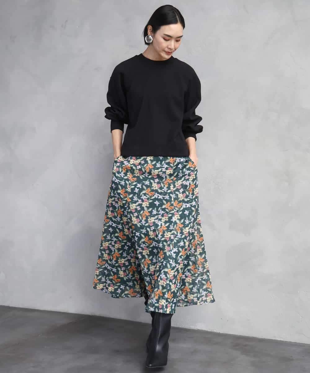 FMHAD50330 MICHEL KLEIN(ミッシェルクラン) ヴィンテージフラワースカート グリーン