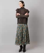 FMHAD50330 MICHEL KLEIN(ミッシェルクラン) ヴィンテージフラワースカート グリーン