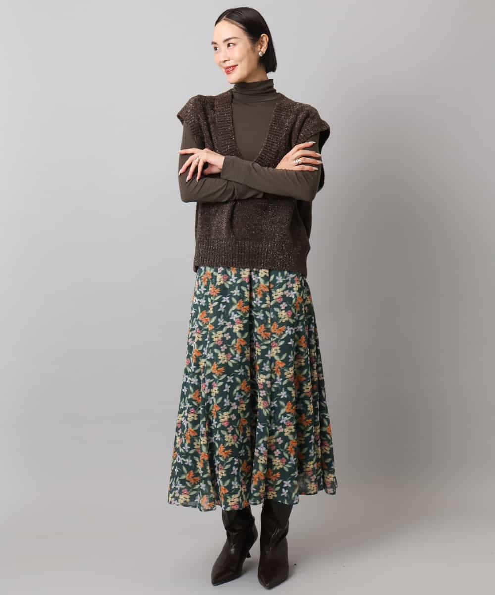 FMHAD50330 MICHEL KLEIN(ミッシェルクラン) ヴィンテージフラワースカート グリーン