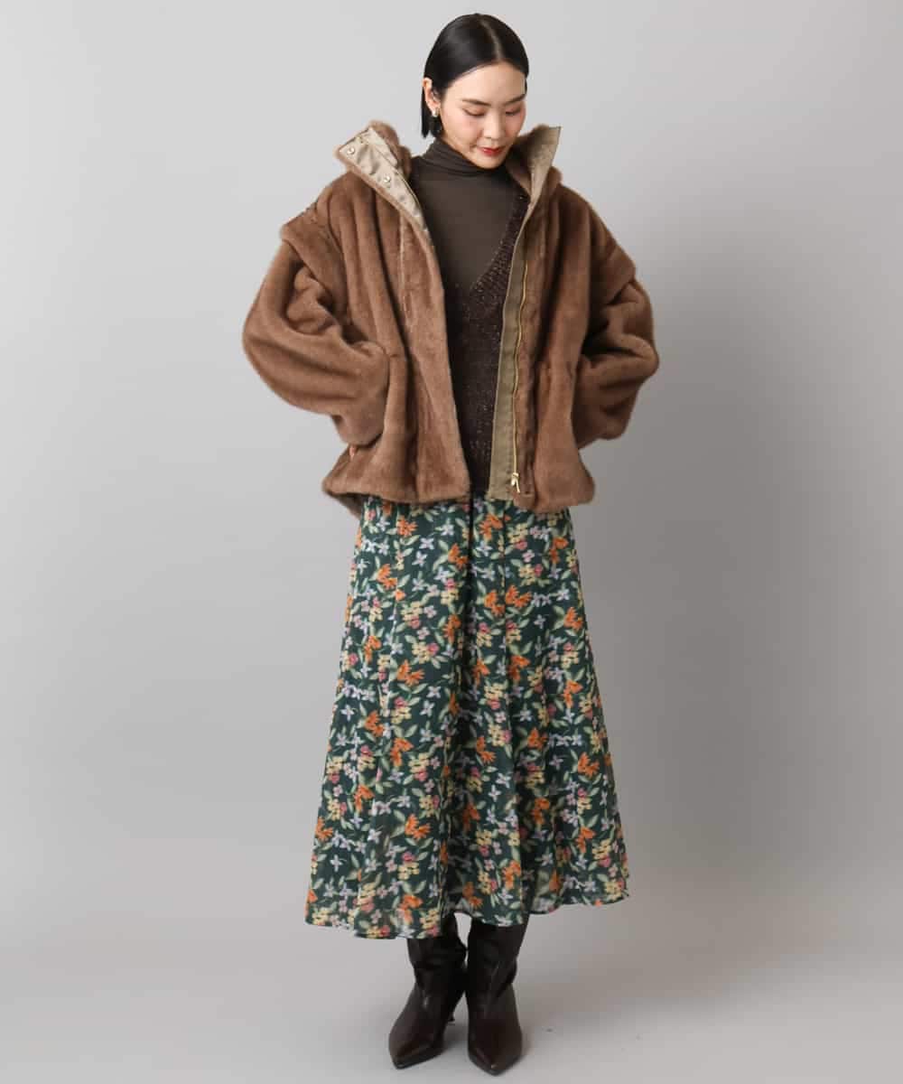 FMHAD50330 MICHEL KLEIN(ミッシェルクラン) ヴィンテージフラワースカート グリーン