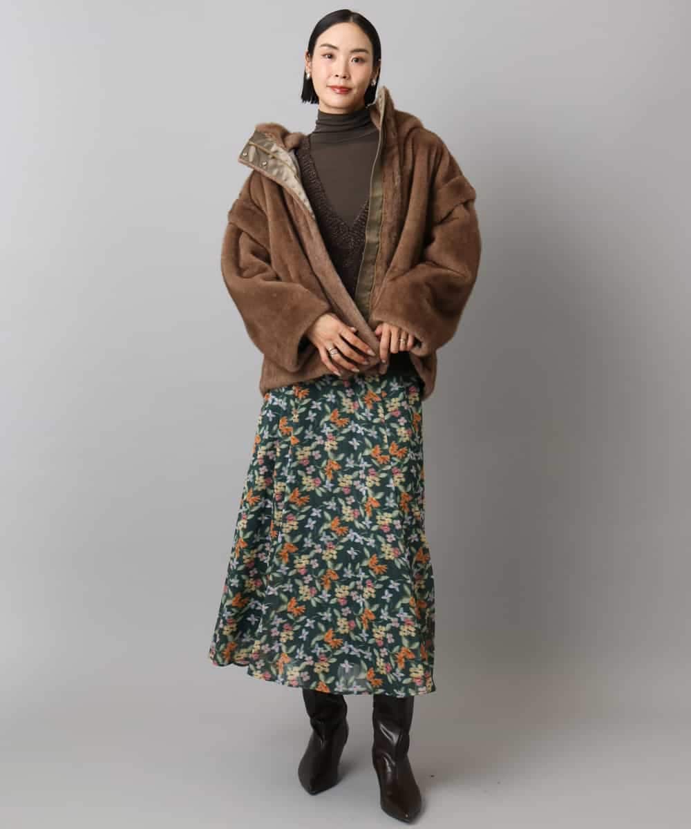 FMHAD50330 MICHEL KLEIN(ミッシェルクラン) ヴィンテージフラワースカート グリーン