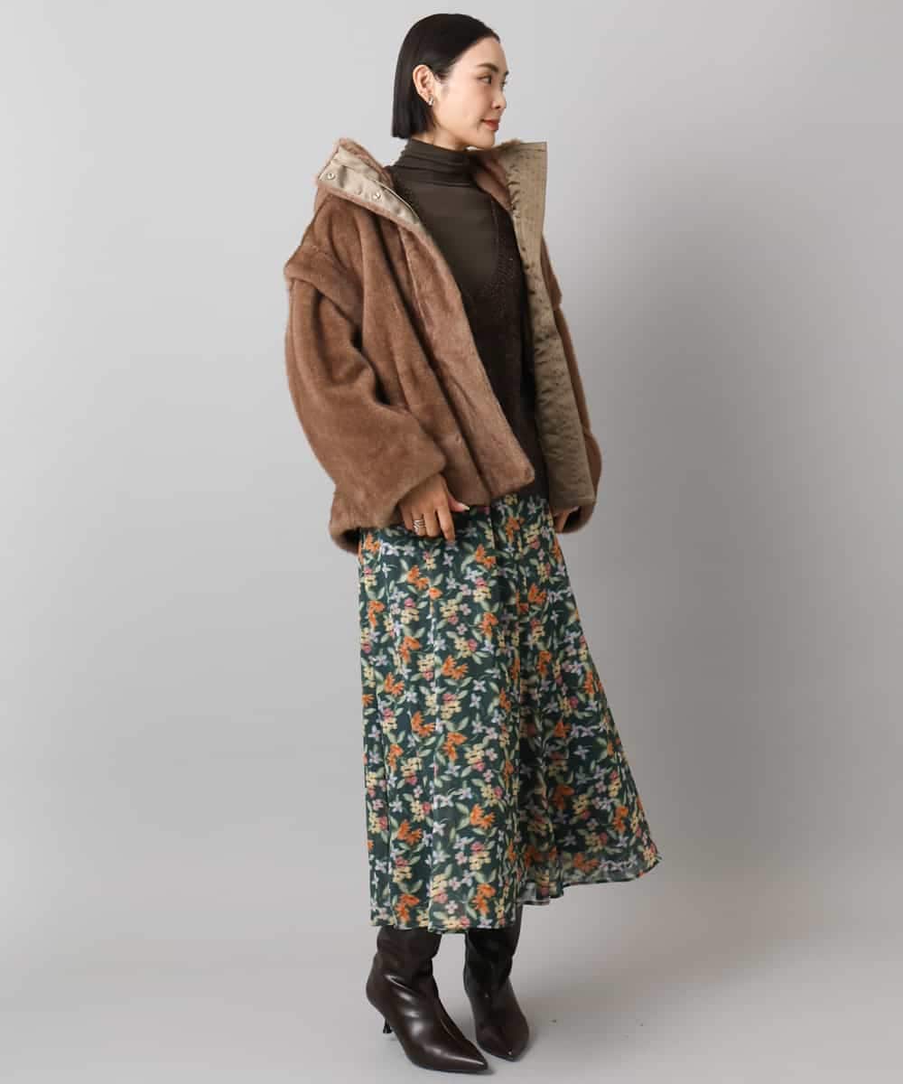 FMHAD50330 MICHEL KLEIN(ミッシェルクラン) ヴィンテージフラワースカート グリーン