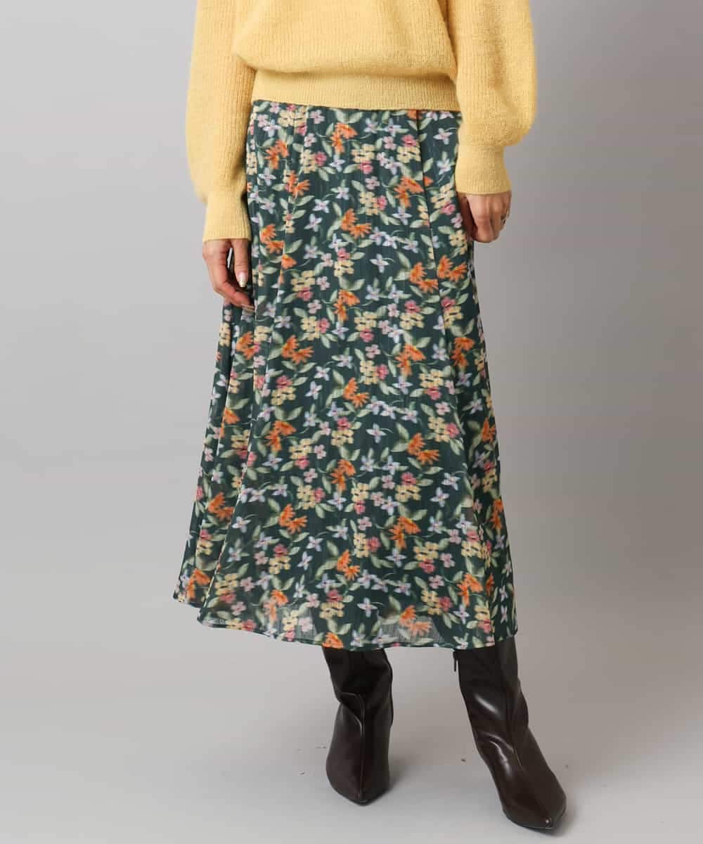 FMHAD50330 MICHEL KLEIN(ミッシェルクラン) ヴィンテージフラワースカート グリーン