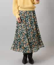 FMHAD50330 MICHEL KLEIN(ミッシェルクラン) ヴィンテージフラワースカート グリーン