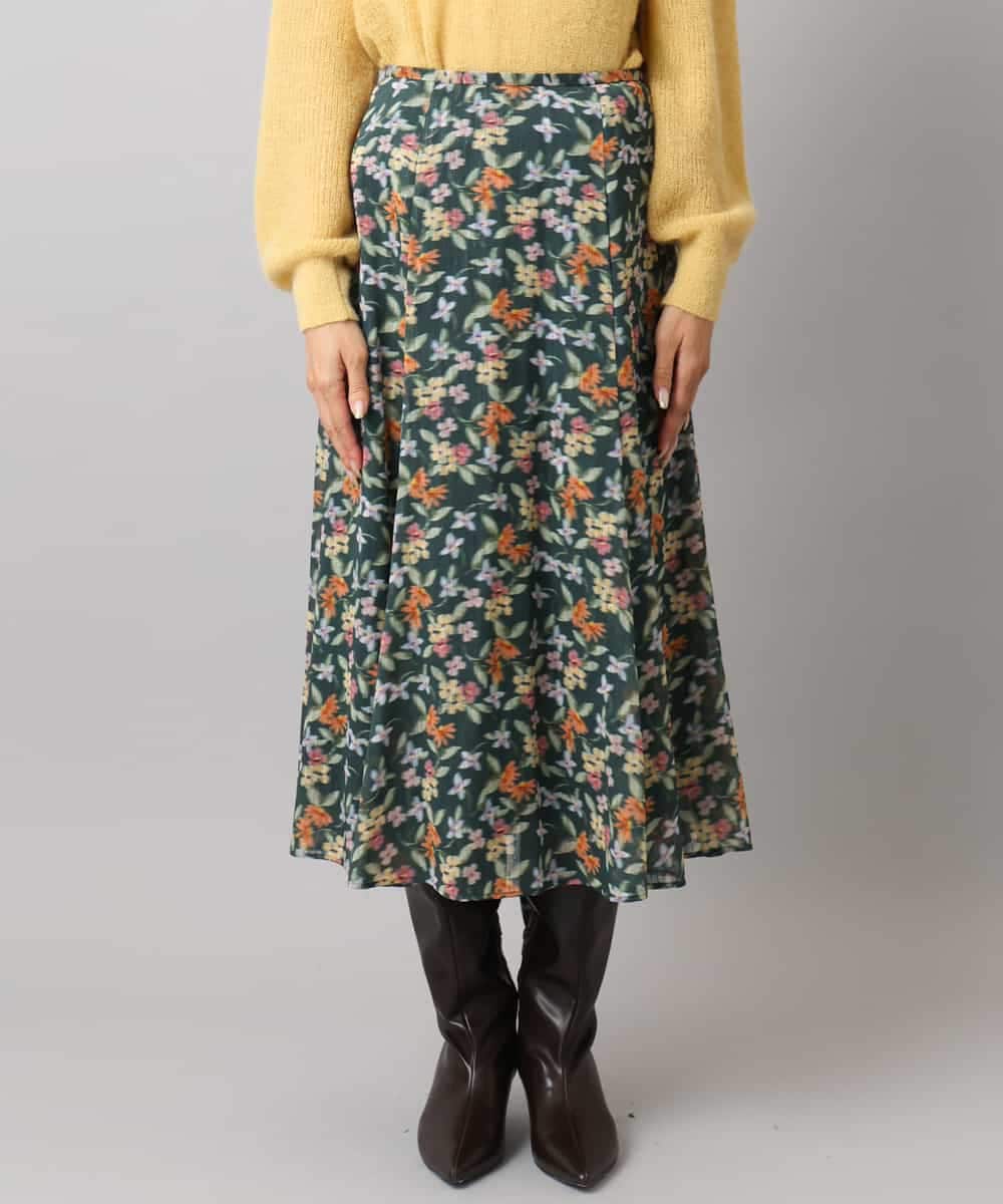 FMHAD50330 MICHEL KLEIN(ミッシェルクラン) ヴィンテージフラワースカート グリーン