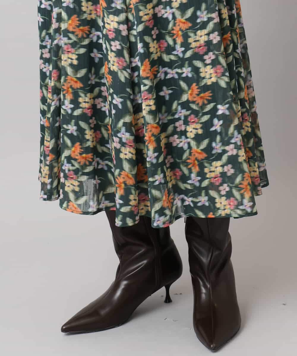 FMHAD50330 MICHEL KLEIN(ミッシェルクラン) ヴィンテージフラワースカート グリーン