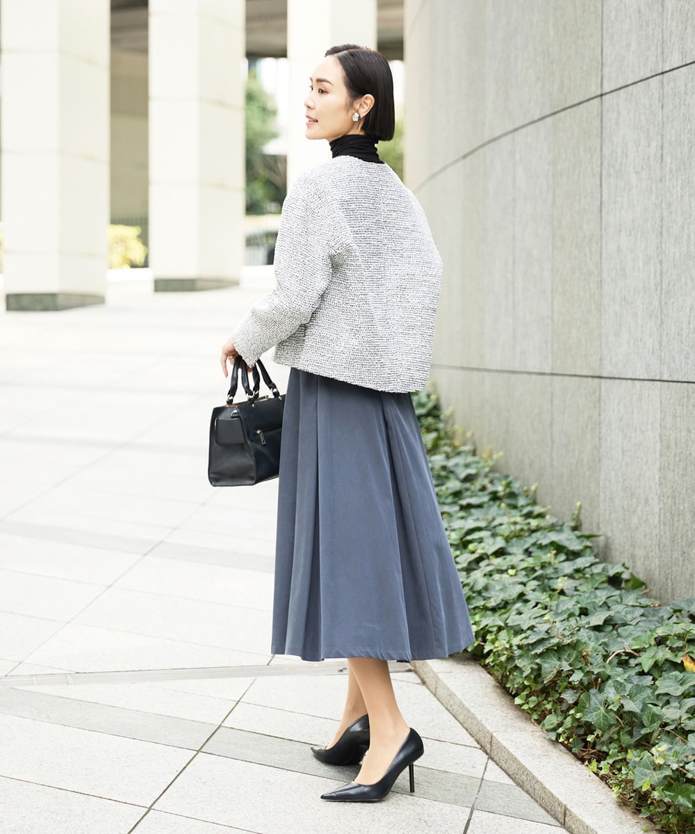 FMHAD51270 MICHEL KLEIN(ミッシェルクラン) ヴィンテージツイルフレアースカート ライトブルー