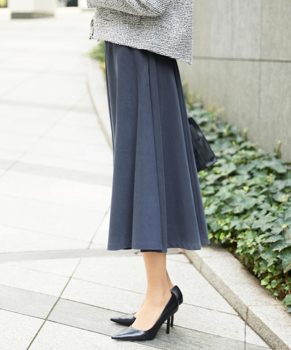 FMHAD51270 MICHEL KLEIN(ミッシェルクラン) ヴィンテージツイルフレアースカート ライトブルー