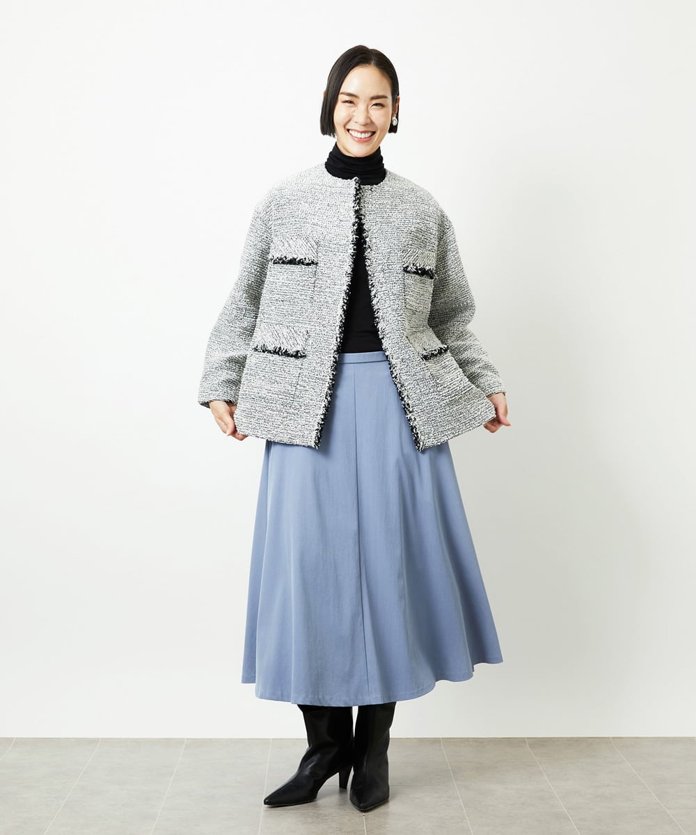 FMHAD51270 MICHEL KLEIN(ミッシェルクラン) ヴィンテージツイルフレアースカート ライトブルー