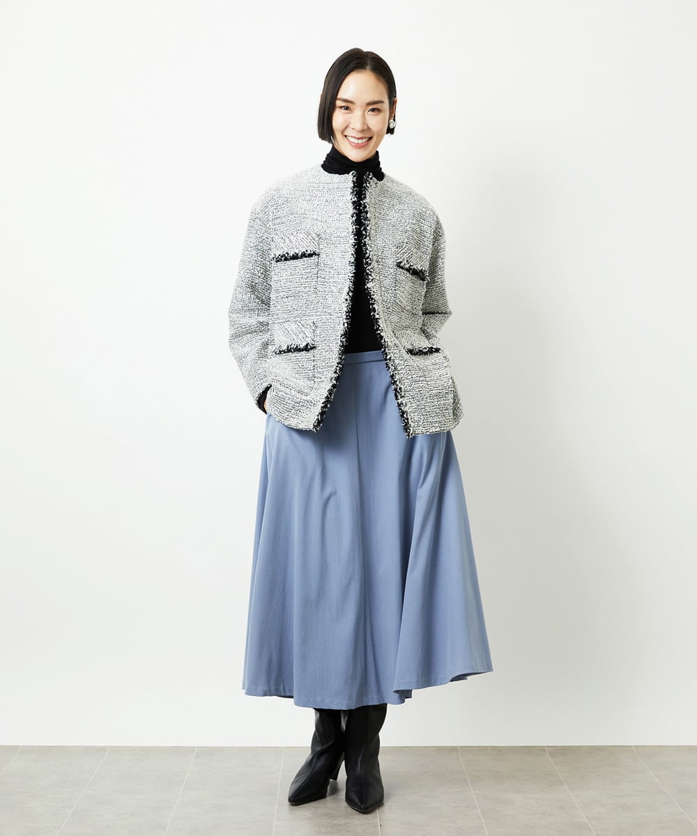 FMHAD51270 MICHEL KLEIN(ミッシェルクラン) ヴィンテージツイルフレアースカート ライトブルー