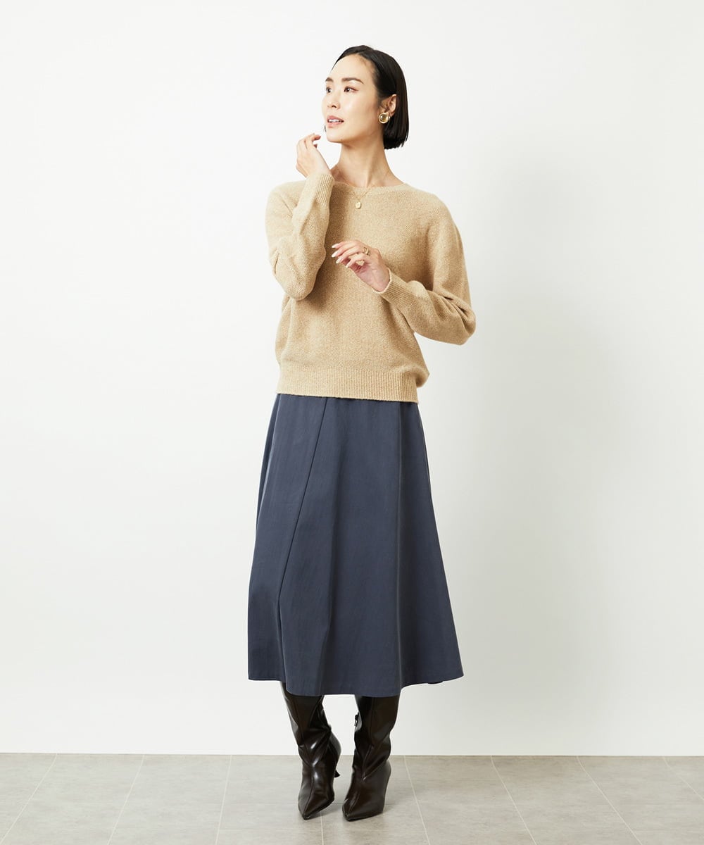 FMHAD51270 MICHEL KLEIN(ミッシェルクラン) ヴィンテージツイルフレアースカート ライトブルー