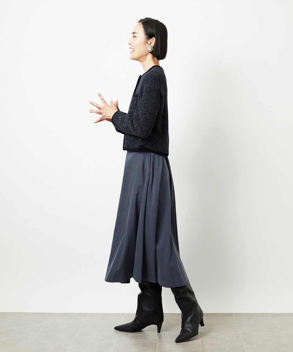 FMHAD51270 MICHEL KLEIN(ミッシェルクラン) ヴィンテージツイルフレアースカート ライトブルー