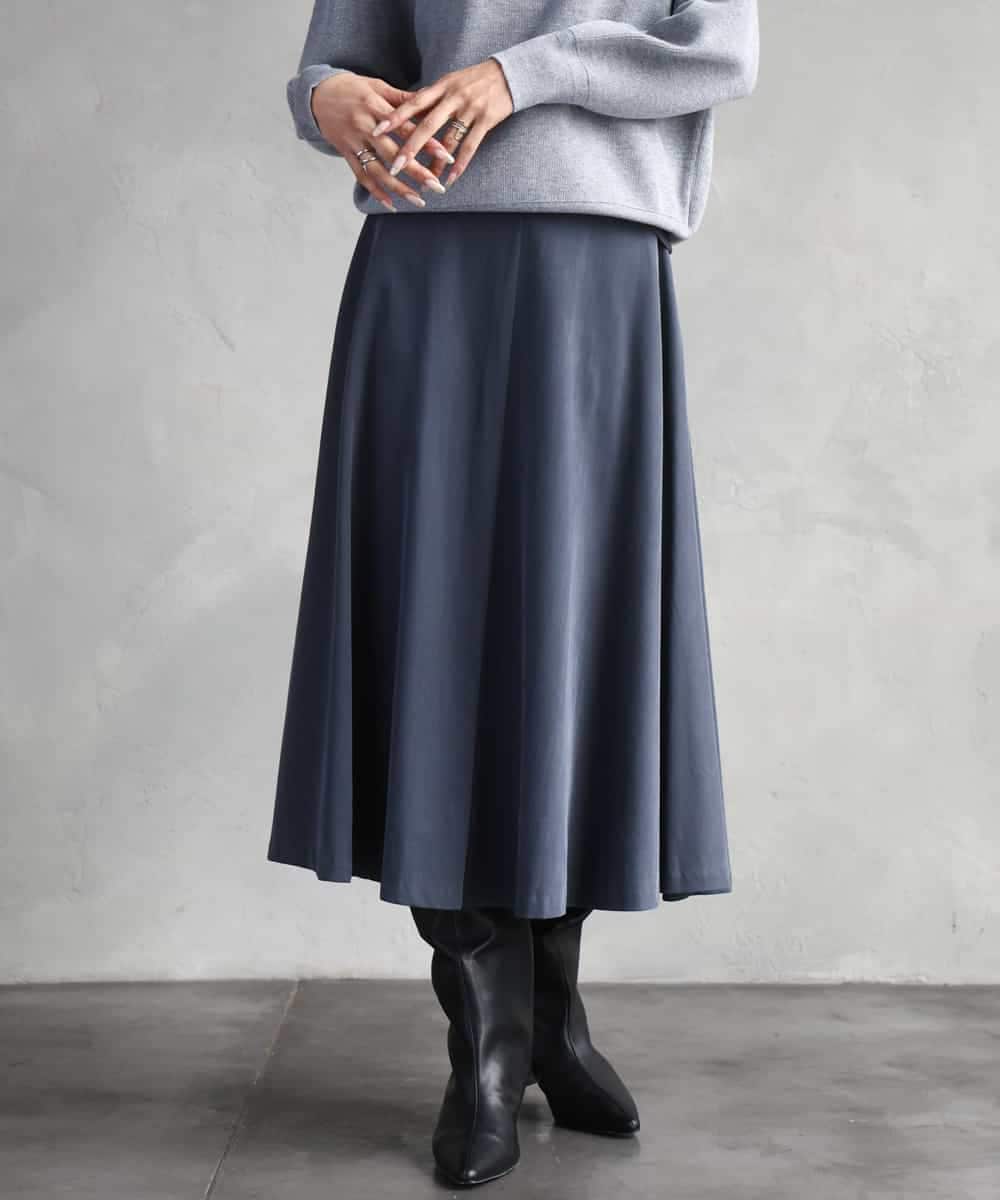 FMHAD51270 MICHEL KLEIN(ミッシェルクラン) ヴィンテージツイルフレアースカート ライトブルー