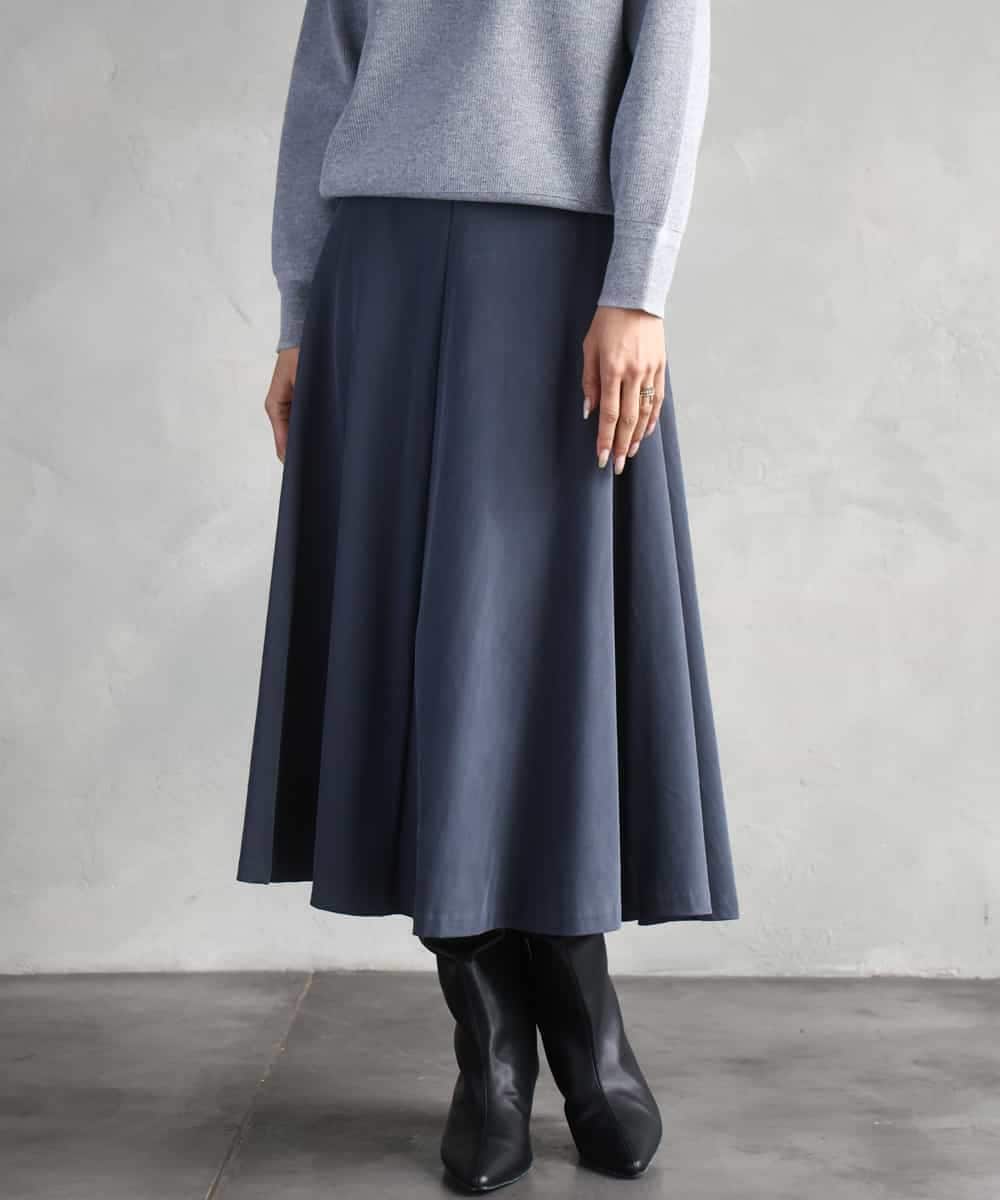 FMHAD51270 MICHEL KLEIN(ミッシェルクラン) ヴィンテージツイルフレアースカート ライトブルー