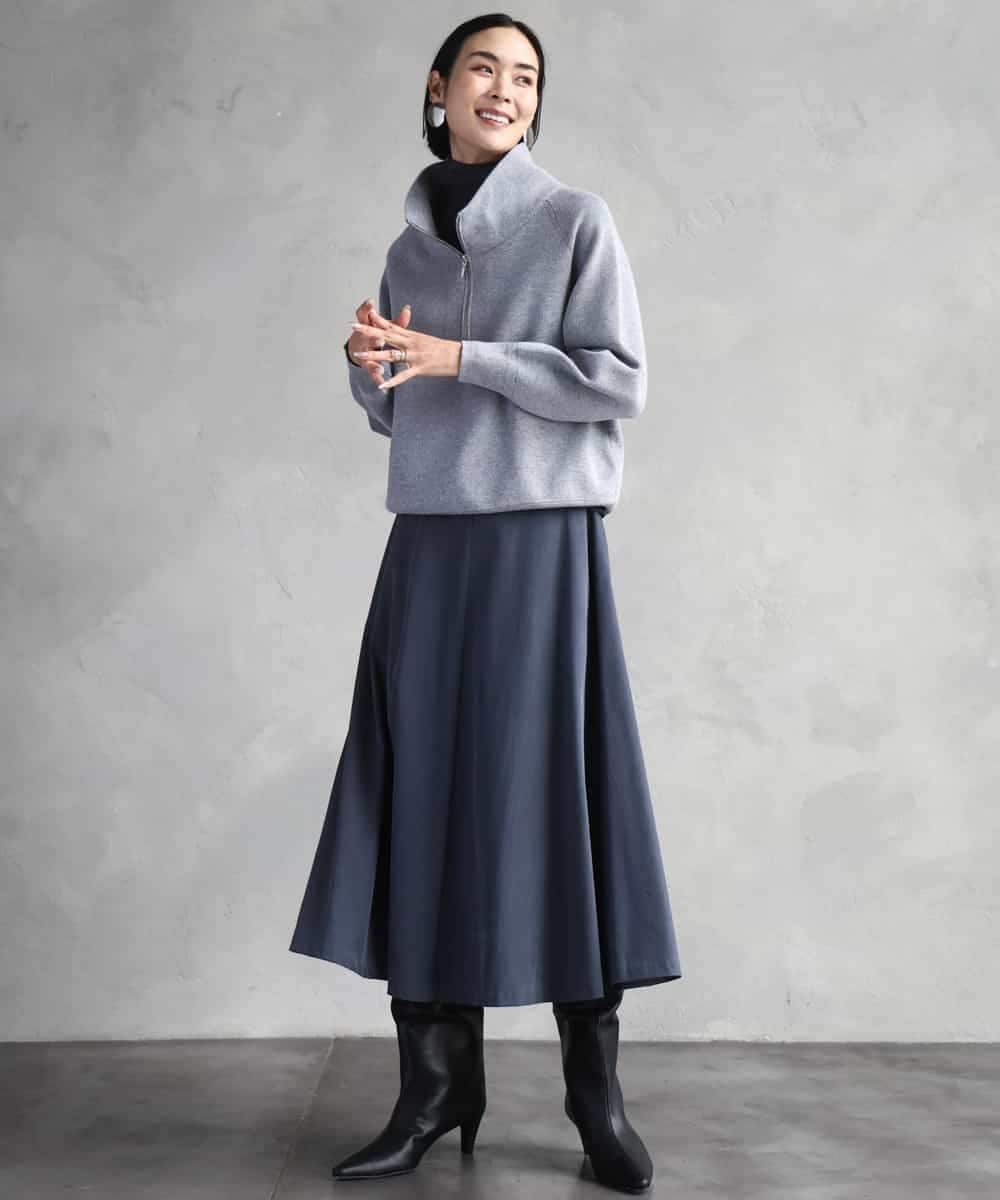 FMHAD51270 MICHEL KLEIN(ミッシェルクラン) ヴィンテージツイルフレアースカート ライトブルー