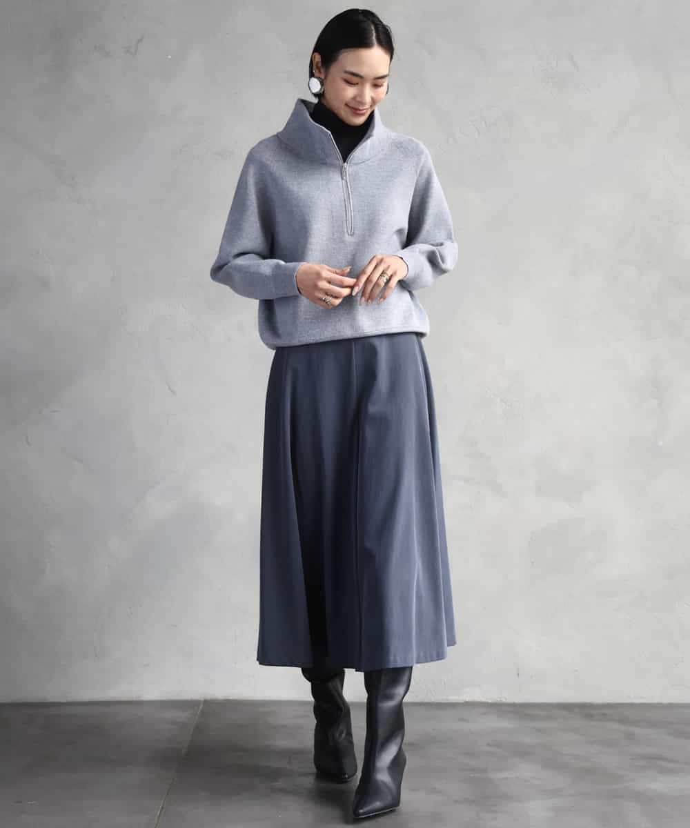 FMHAD51270 MICHEL KLEIN(ミッシェルクラン) ヴィンテージツイルフレアースカート ライトブルー