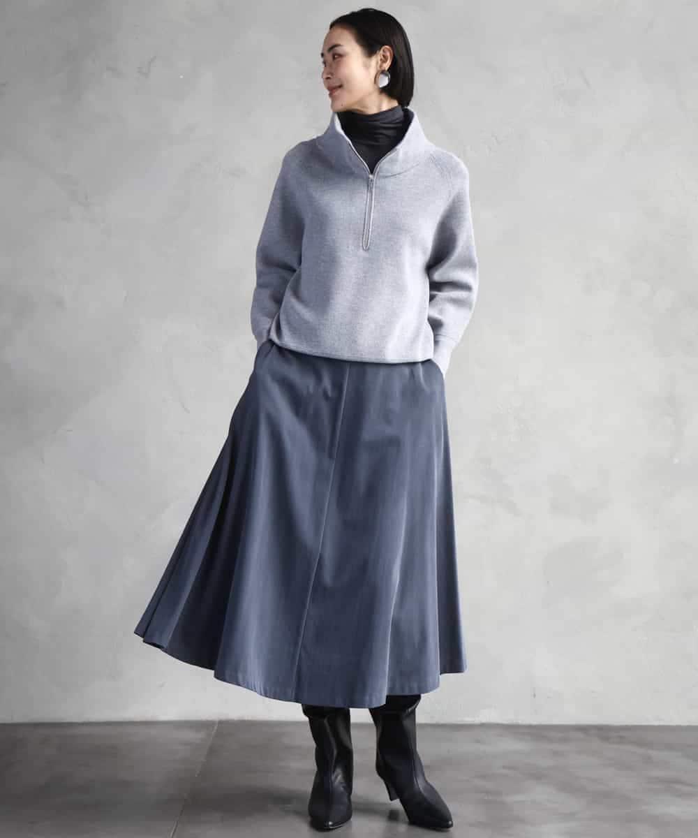 FMHAD51270 MICHEL KLEIN(ミッシェルクラン) ヴィンテージツイルフレアースカート ライトブルー