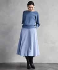 FMHAD51270 MICHEL KLEIN(ミッシェルクラン) ヴィンテージツイルフレアースカート ライトブルー